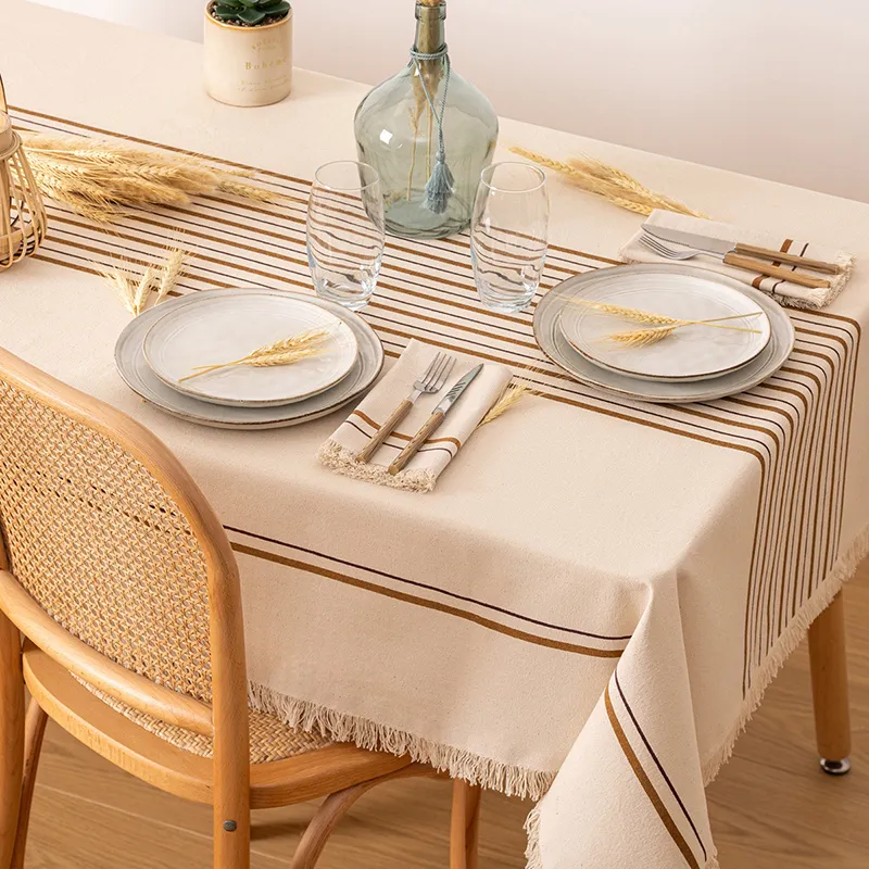 Nappe anti-tâche Coton Ray Beige -150x250cm-0