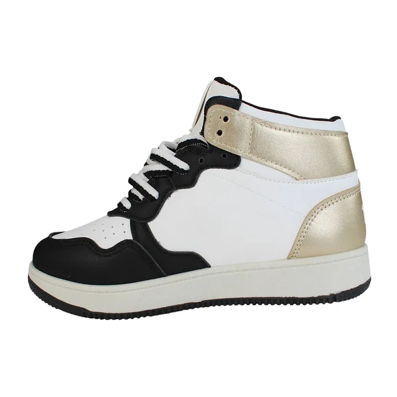 Baskets montantes Lee Cooper Fille - Blanc/Noir/Doré-4