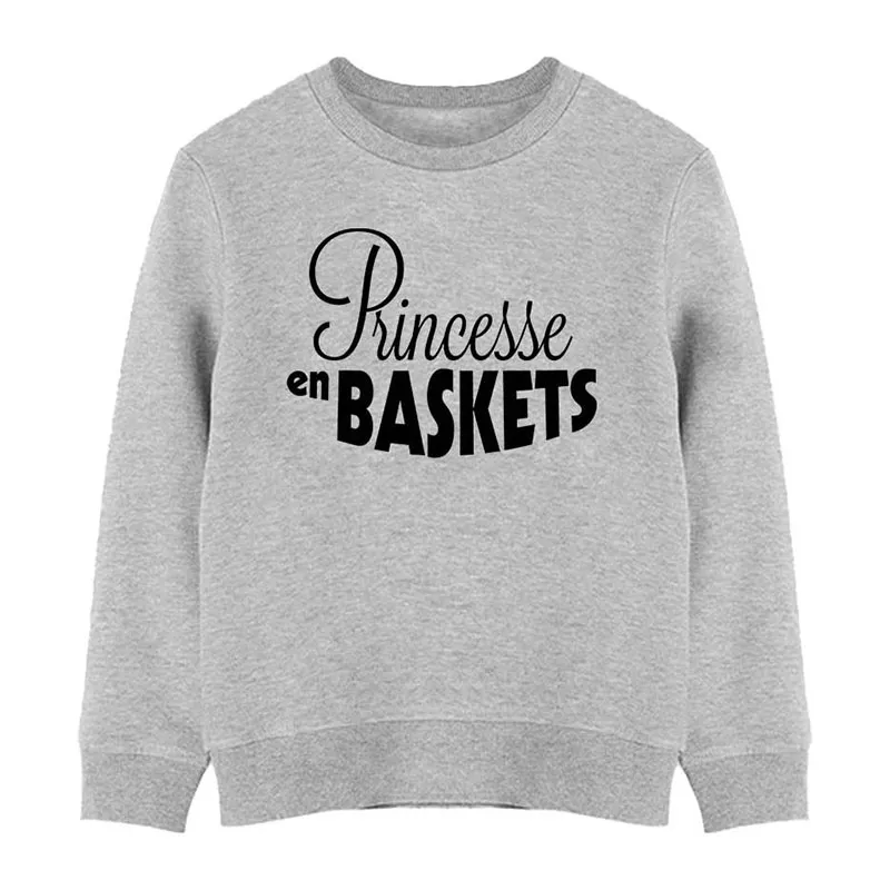 Sweat Enfant Princesse en baskets - Gris chiné-0