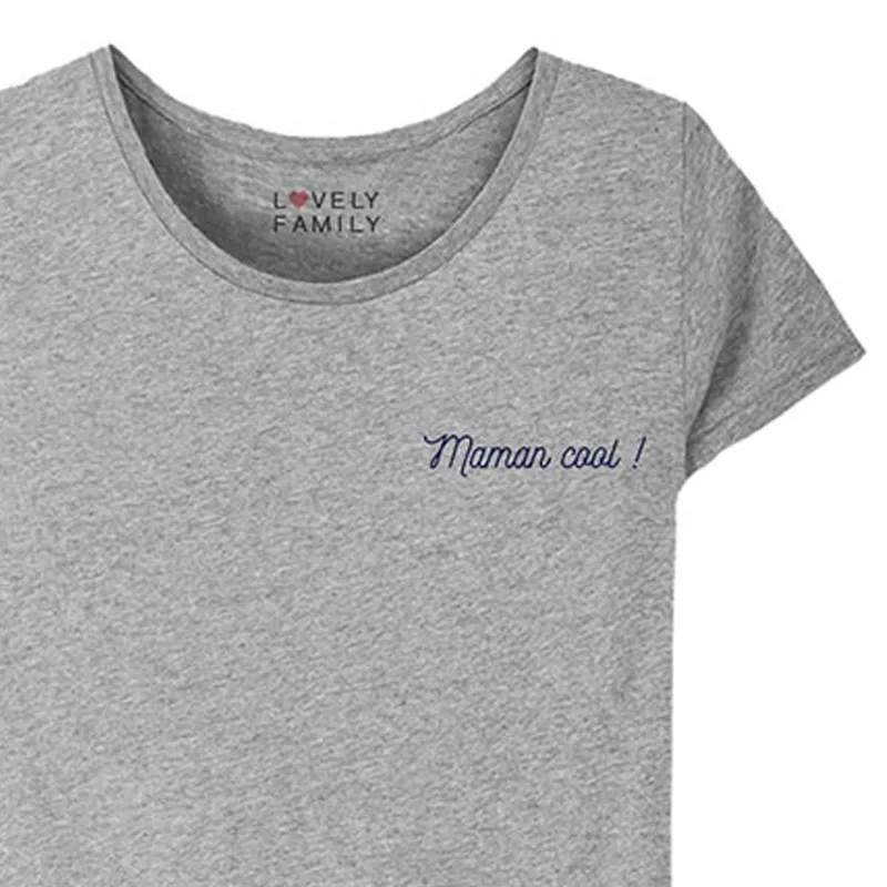 T-shirt Femme Maman cool BIO - Gris Chiné-1