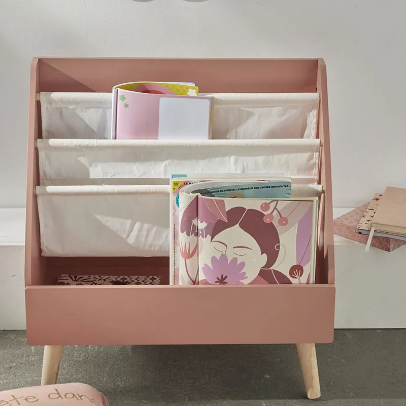 Bibliothèque Bois La Tête dans les nuages Rose - 58x33x61cm-0