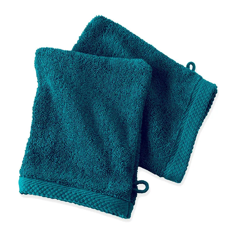 2 Gants de toilette Coton Pétrole - 16x21cm-0
