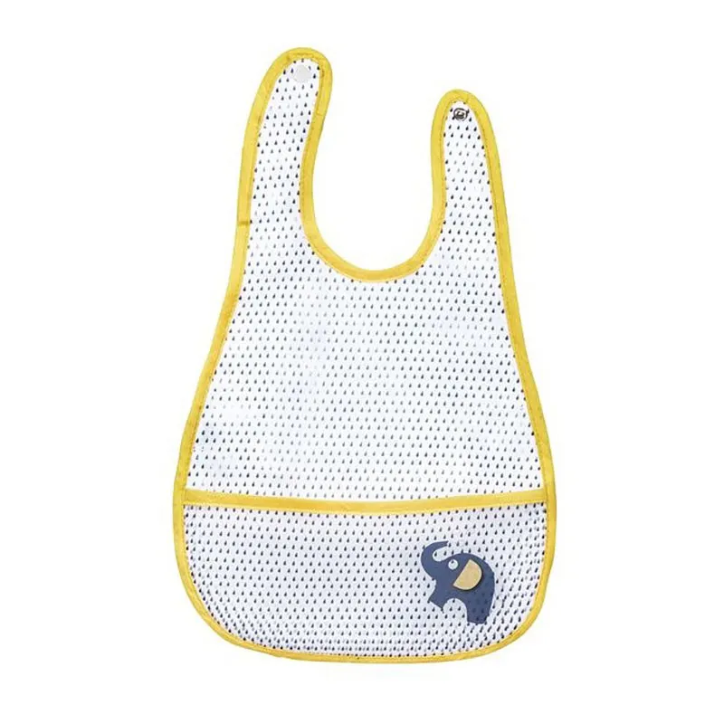 Bavoir plastifié Élephant Blanc/Jaune - 28x44cm-0