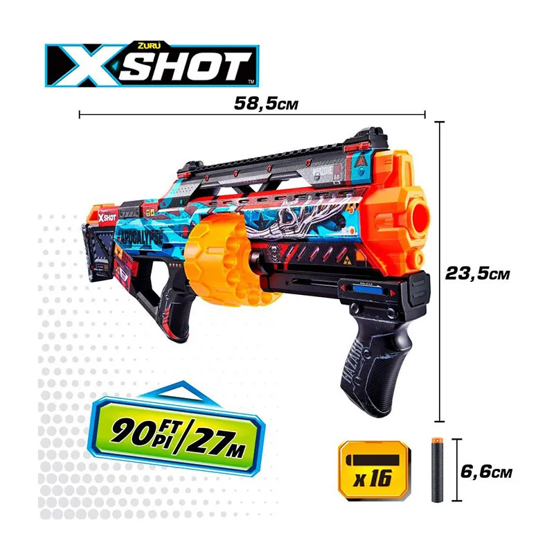 Pistolet + 16 munitions Skins X-Shot Aléatoire - 8+-2