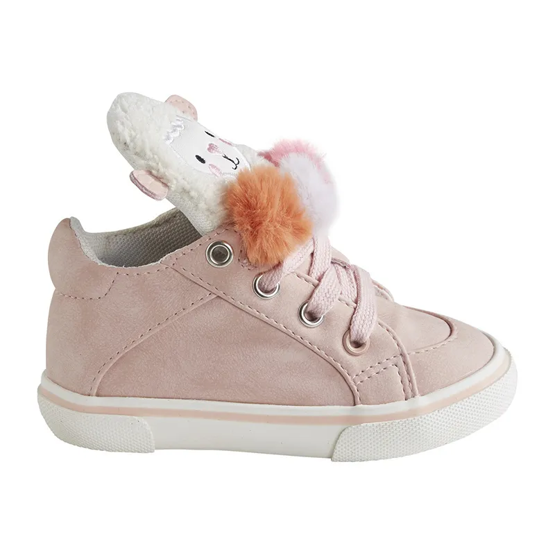 Baskets hautes à lacets Lama - Rose clair-1