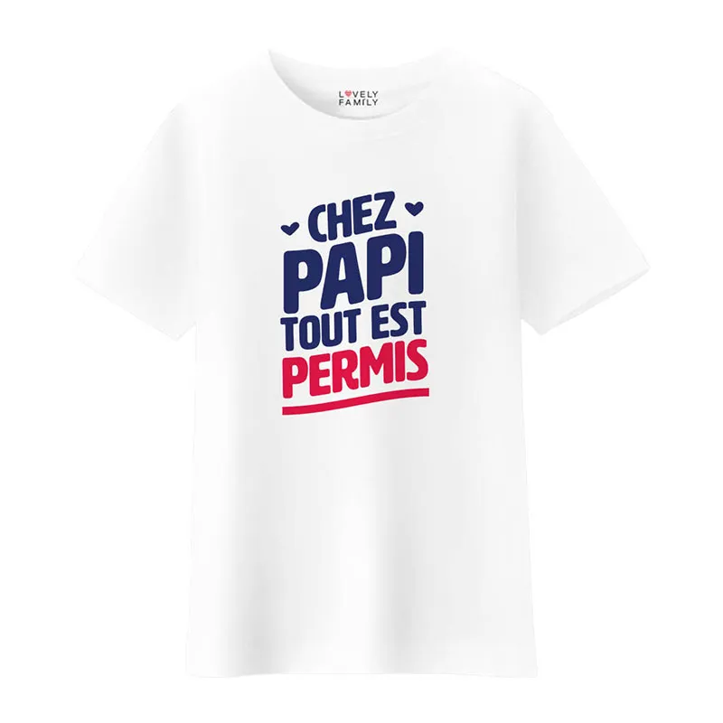 T-shirt Enfant Chez papi tout est permis 2 BIO - Blanc-0