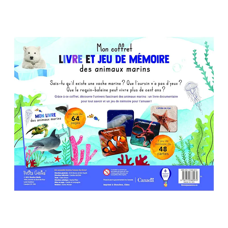 Mon coffret livre & jeu de mémoire des Animaux marins - 3+-1