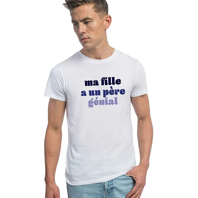 T-shirt Homme Ma fille a un père génial BIO - Blanc-0