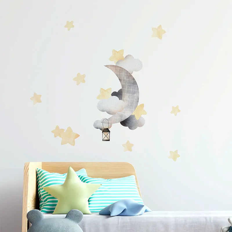 Stickers - Lune et étoiles aquarelles-0