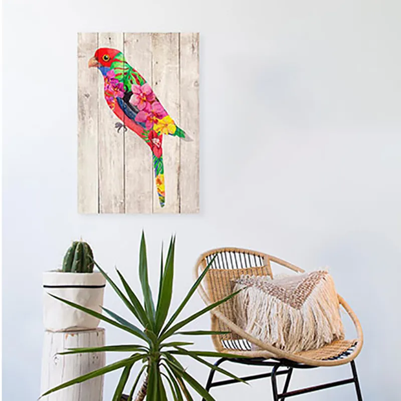 Panneau déco Perroquet Fleuri - 60x40cm-0