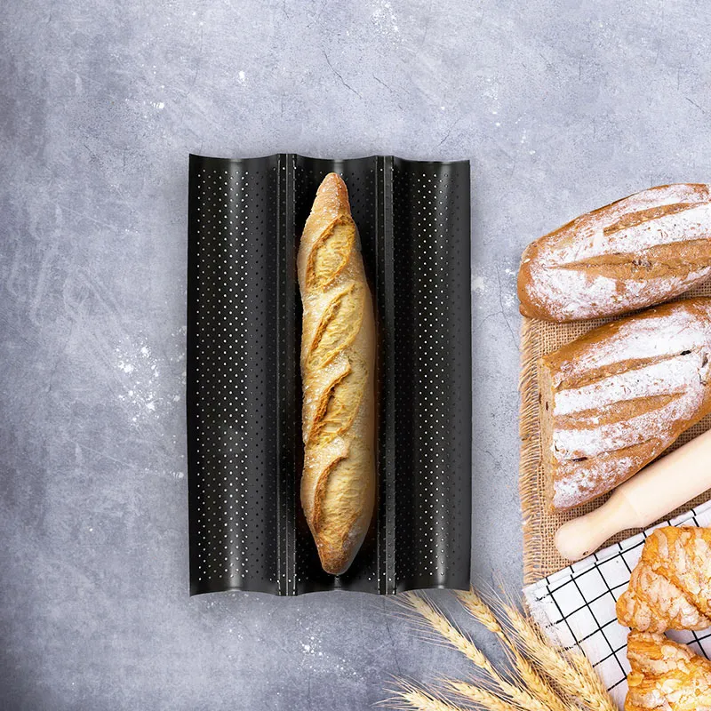 Moule à baguette perforé 3 cavités Inox - 38x24,5cm-0