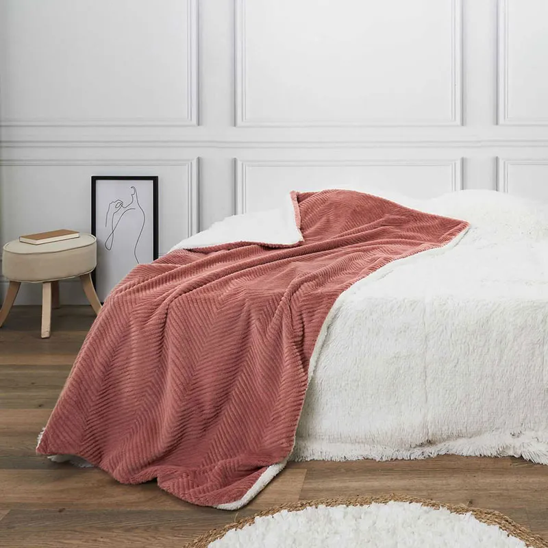 Plaid imit. fourrure Rose/Sherpa - 140x200cm-4