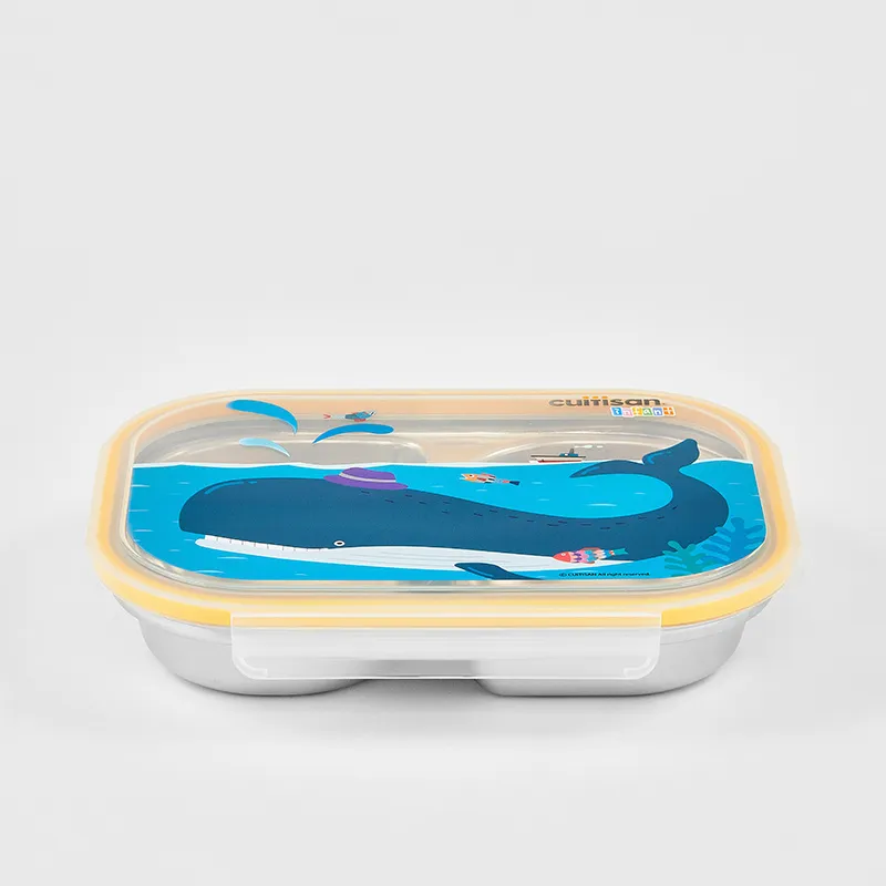 Assiette 2 compart. 850ml acier inox Baleine - 12m+-6