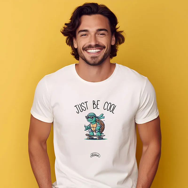 T-shirt Homme Just be cool tortue  BIO - Blanc-0