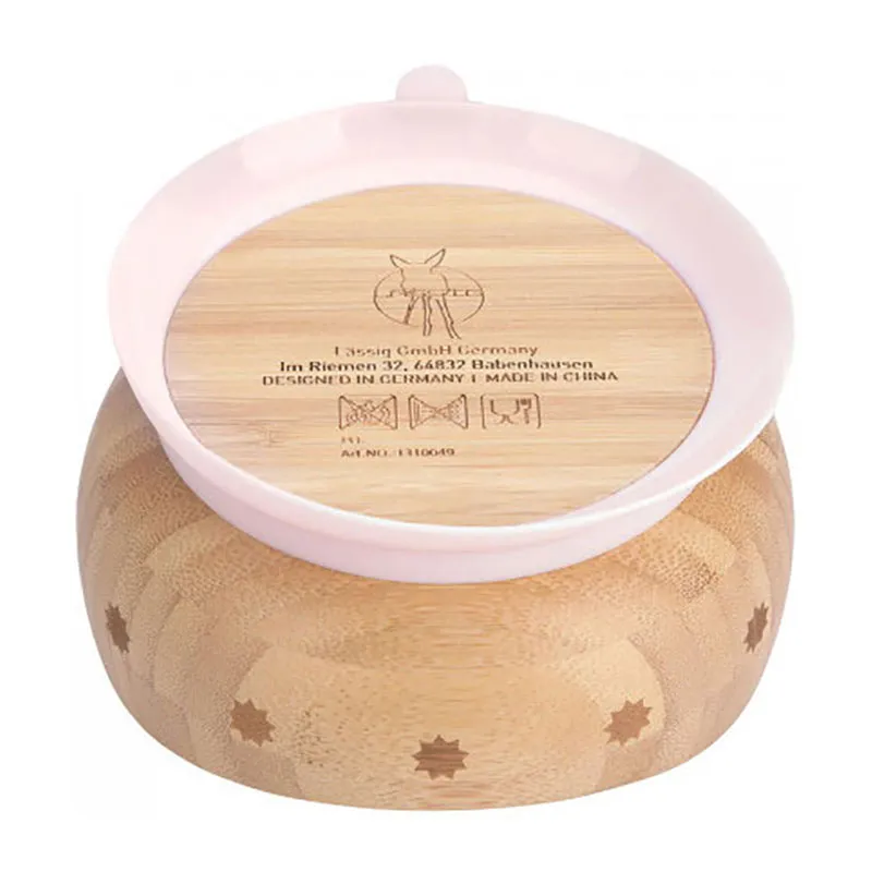 Bol Bambou à ventouse Souris Rose - 6m+-6