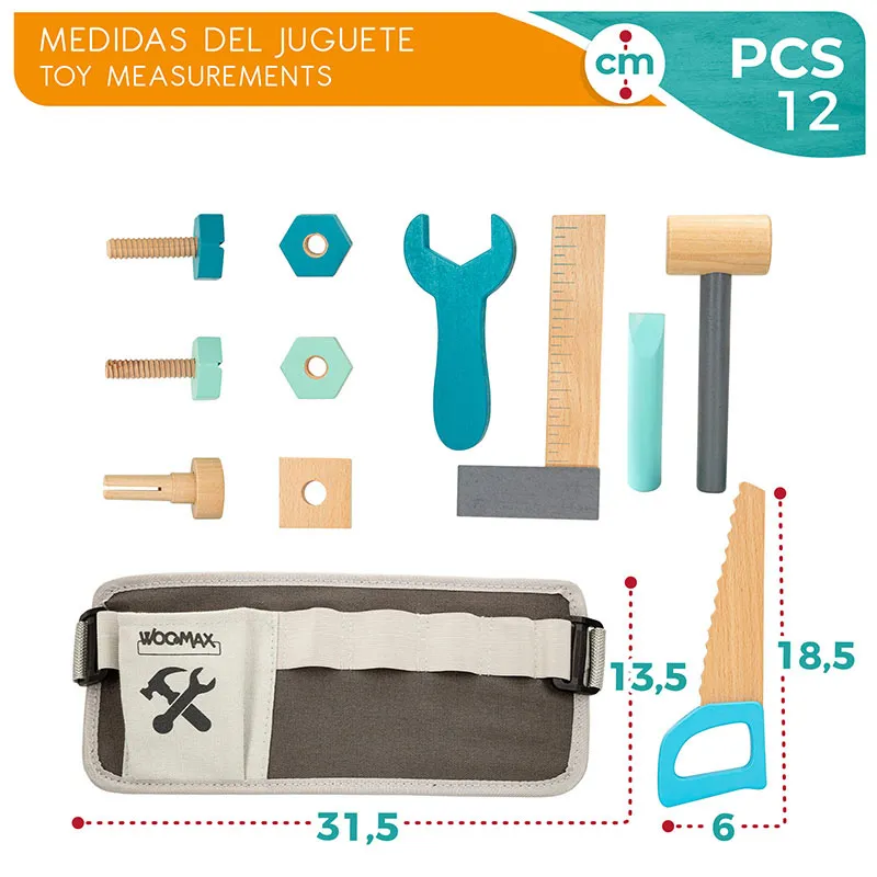 Ceinture à outils Bois 12pcs - 36m+-4