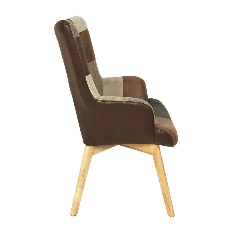 Fauteuil Helsinki Patchwork Marron - 65x100x74cm-3