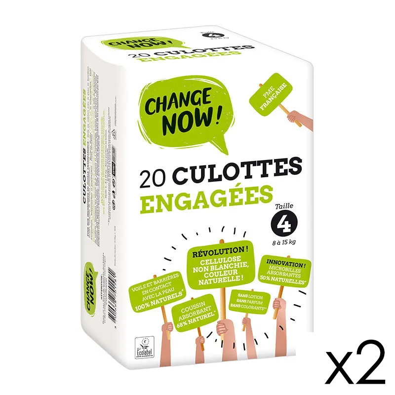 Couches Culottes engagées Change Now T.4/8-15Kg - 2x20 - LOVE & GREEN - CHANGE NOW !-0