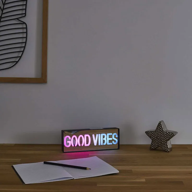 Lampe Lef effet Néon Good Vibes à piles - 22x4x4cm-2