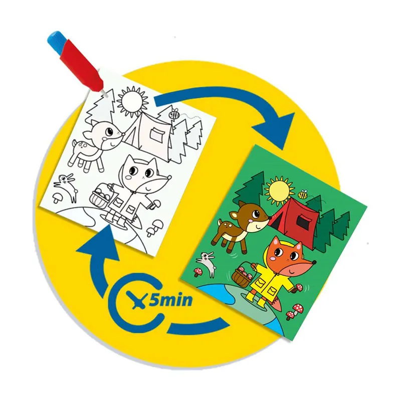Livre de coloriage à l'eau + stylo à eau Voyage - 12m+-2