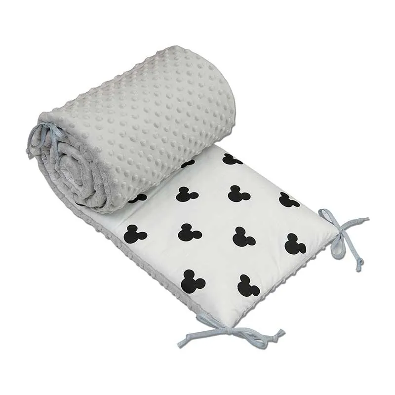 Tour de lit Minky Mickey Blanc/Noir - 30x180cm-0