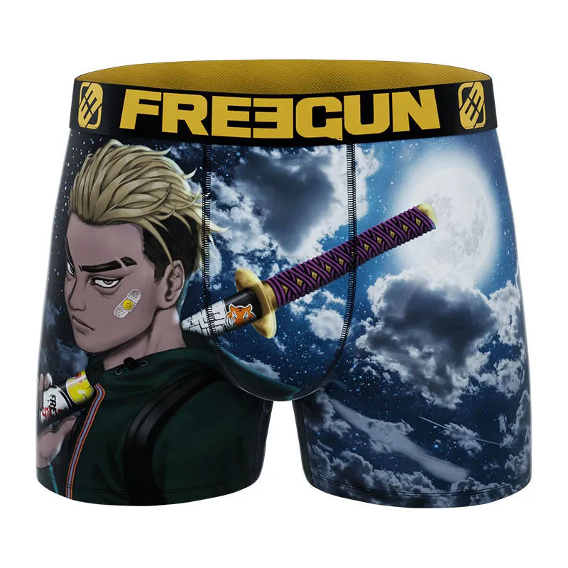 3 Boxers Homme Manga Style - Jaune/Gris/Bleu/Rouge/Noir-4