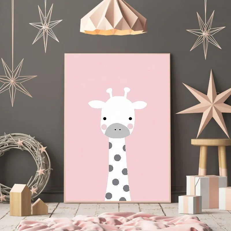 Toile Girafe Rose - 30x40cm-0
