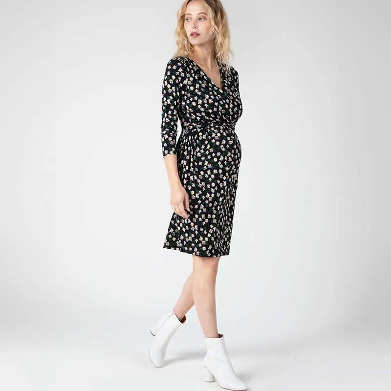 Robe de grossesse imprimé - Bleu-4