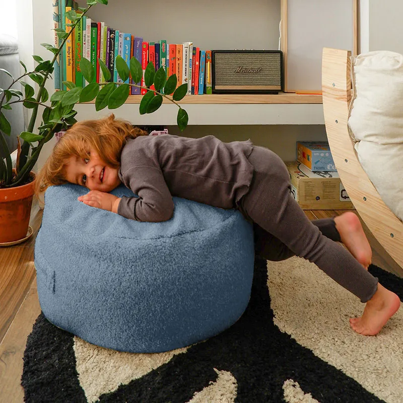 Pouf rond enfant Bleu - 20x50x50cm-0