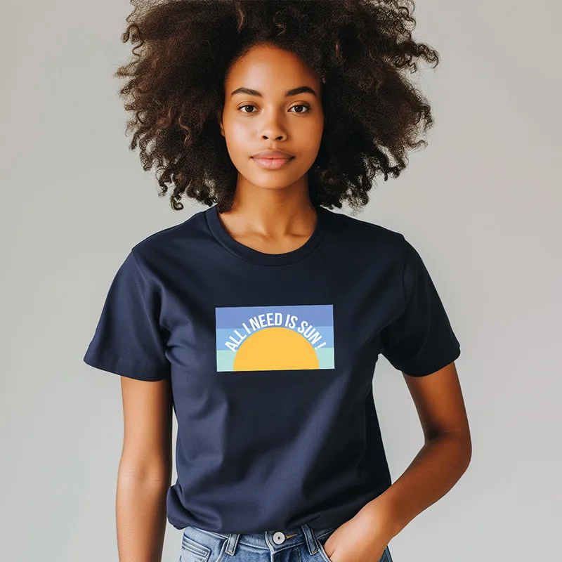 T-shirt Femme BIO All I need is sun - Navy-0