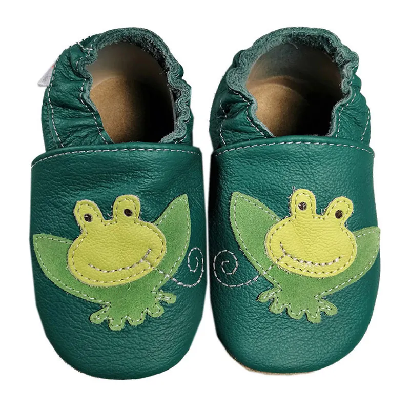 Chaussons cuir antidér. Grenouille - Vert-2