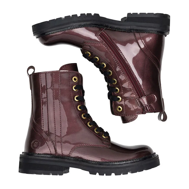 Rangers à lacets/zip Iris Cuir - Bordeaux-6