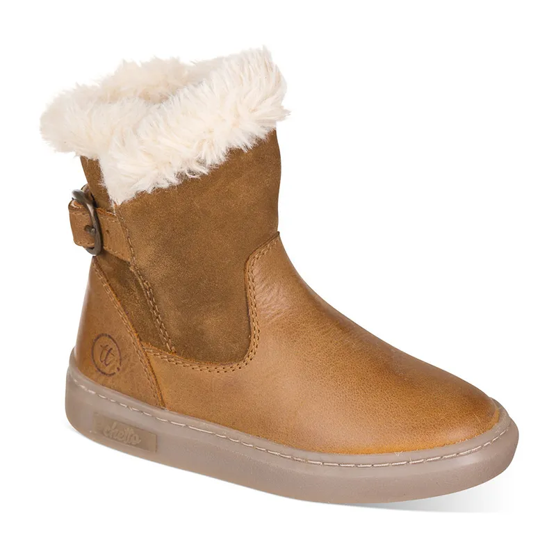 Bottines fourrées zippées Lilou Cuir - Camel-1