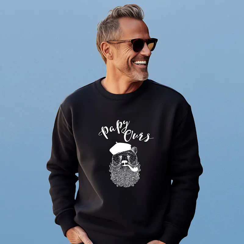Sweat Homme Papy ours - Noir-0