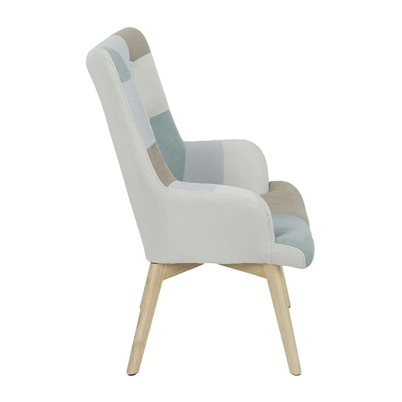 Fauteuil Helsinki Patchwork Bleu - 68x99x74cm-4