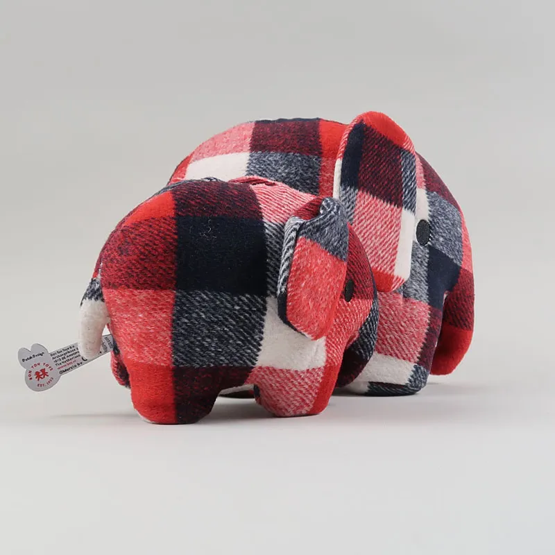 Peluche Éléphant à carreaux Rouge/Bleu - 23cm-3