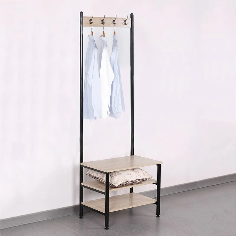 Meuble porte-manteau Bois/Métal - 60x175cm-0