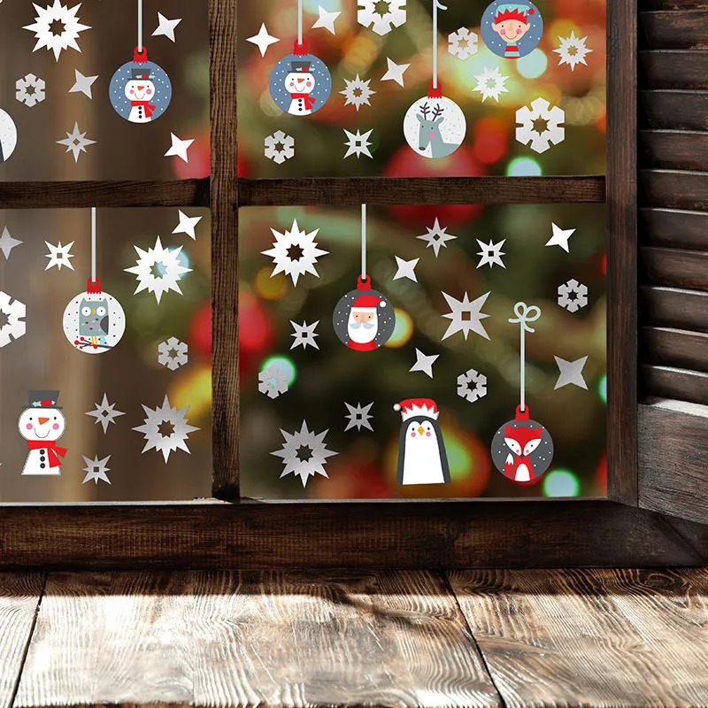 Stickers - Boules, étoiles argent & personnages de Noël-1