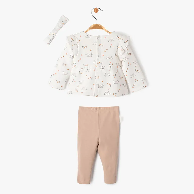 Tunique + Legging + Bandeau Noisette - Taupe/Écru-2