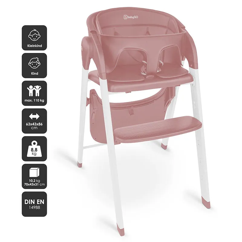Chaise haute Levels Rose - 6m+-1