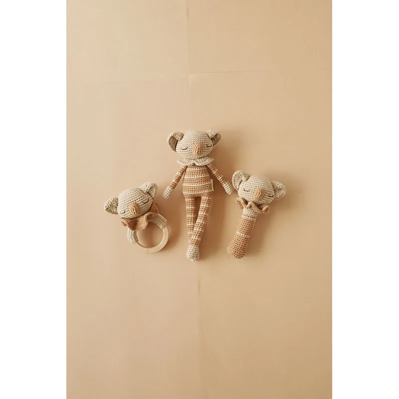 Hochet Coton BIO Kurtis le Koala Marron - 0m+-1