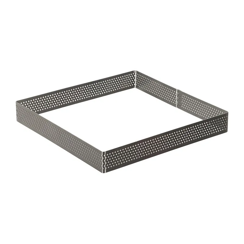 Cadre pâtisserie perforé carré Inox - 18cm-0