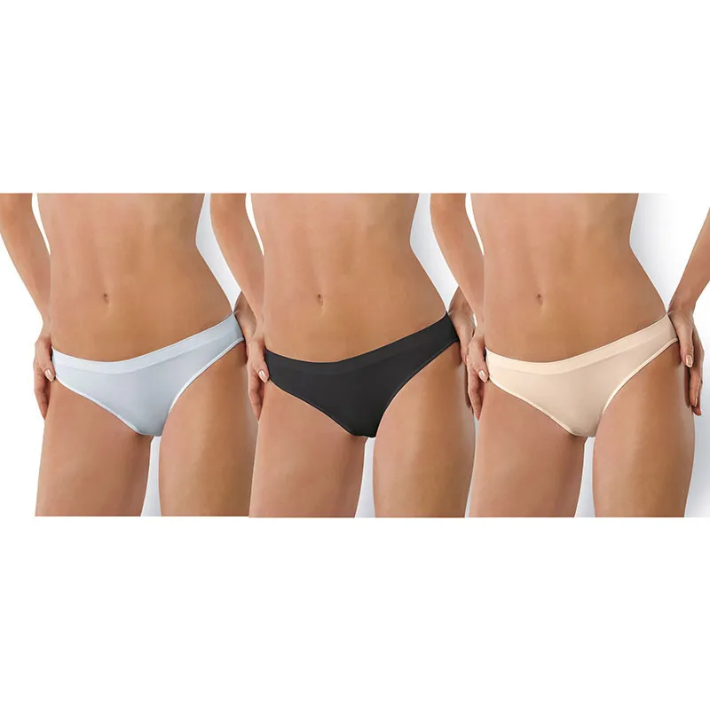 3 Culottes taille basse Basiques - Noir/Nude/Blanc-0