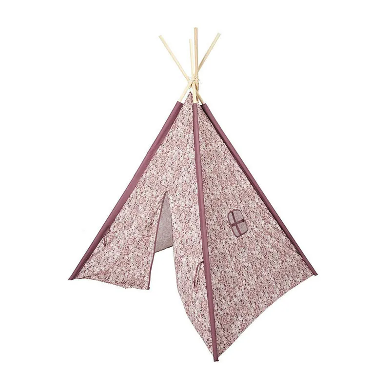 Tipi Madame Princesse Rose/Bois - 120x120x160cm-2