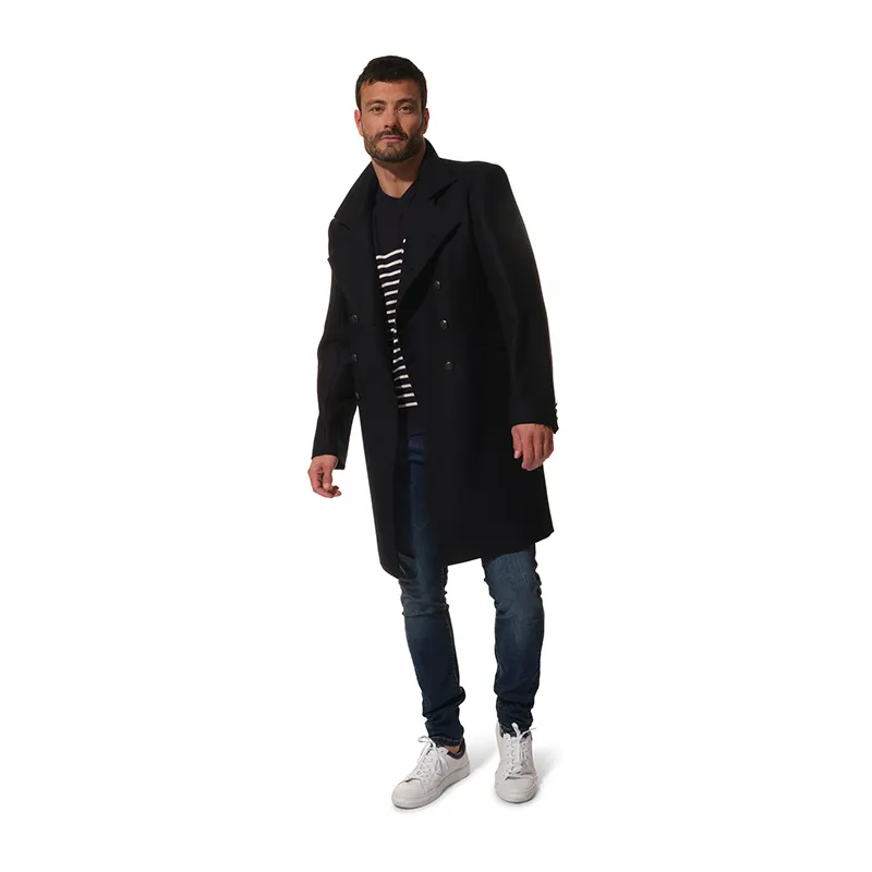 Manteau 3/4 Croisic Drap de laine Homme - Marine-1