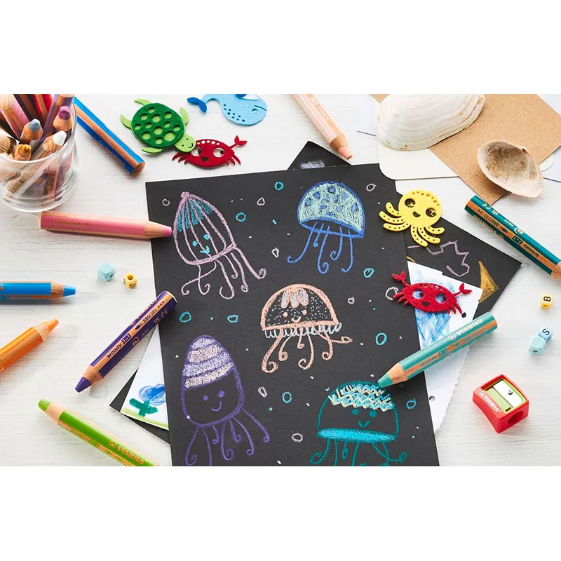 Crayons de couleurs Woody Licorne + 1 taille-crayon - 6pcs-6