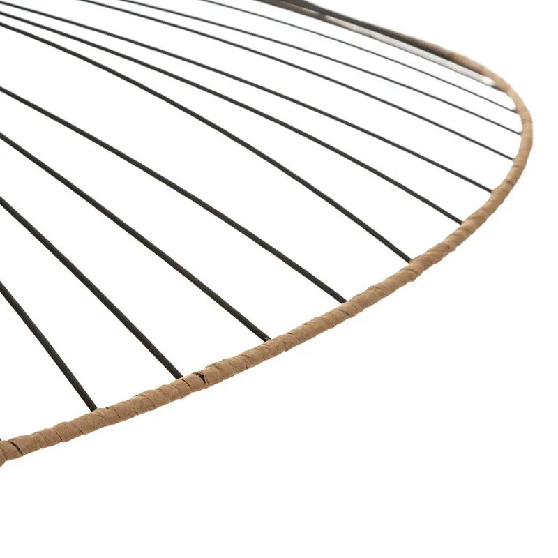 Suspension métal et rotin Alara Noir - 69,5x17,5cm-2