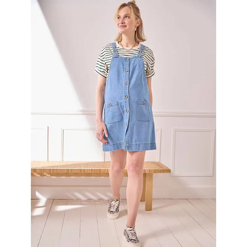 Robe de grossesse chasuble - Bleu-2