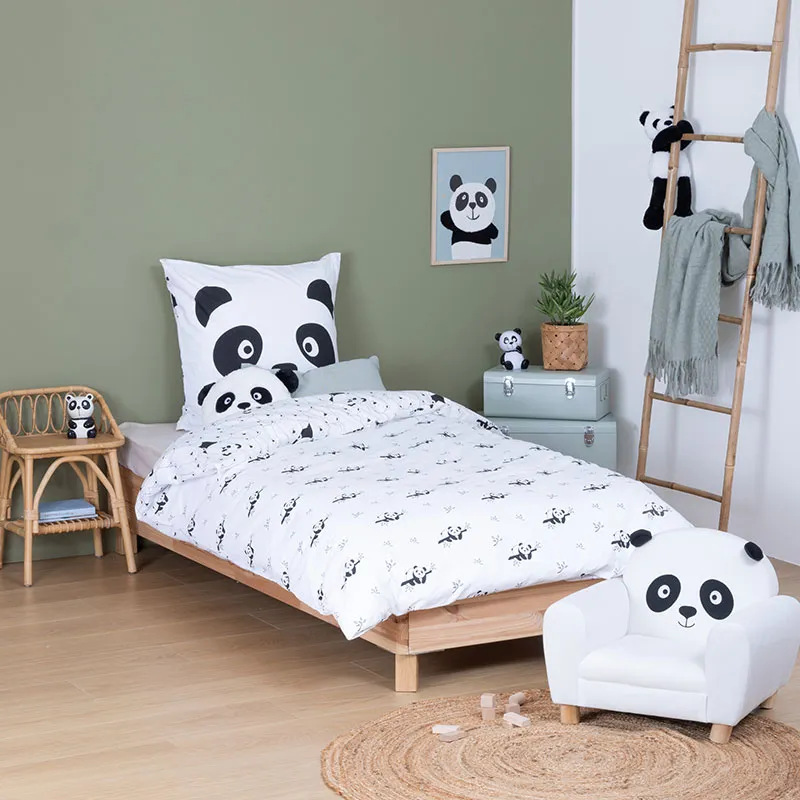 Parure 2pcs Coton Panda Noir/Blanc - 140x200cm-2
