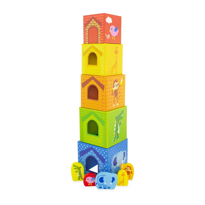 Cubes gigogne Animaux de la jungle + fig. 10pcs - 12m+-0